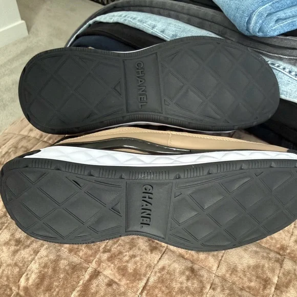 CHANEL Tan and Black Athletic Sneakers - Picture 3 of 4